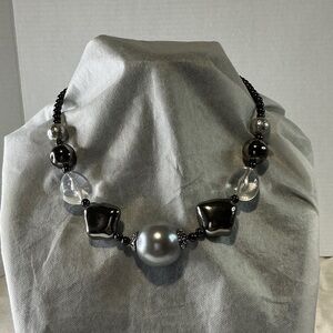 Elegant Black and Silver Beaded Necklace